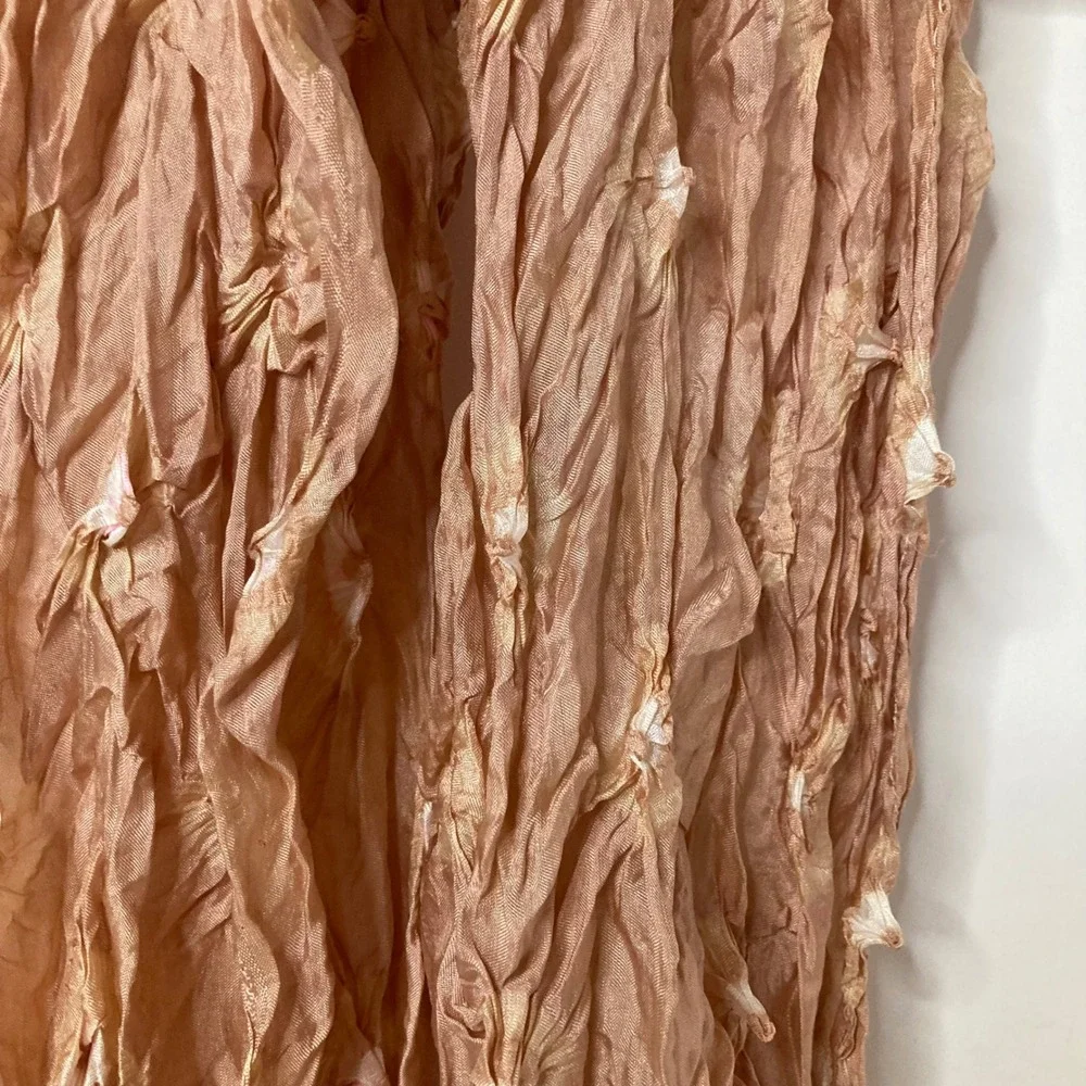 Sheer Crinkle Scarf Wrinkled Texture Beige Neutral Lightweight 16 x 58
